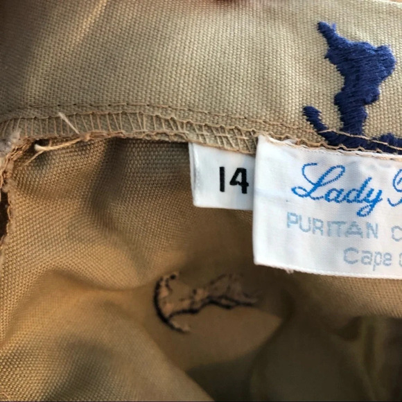 Vintage Lady Puritan Cape Cod Embroidered Khaki Skirt - Picture 3 of 12